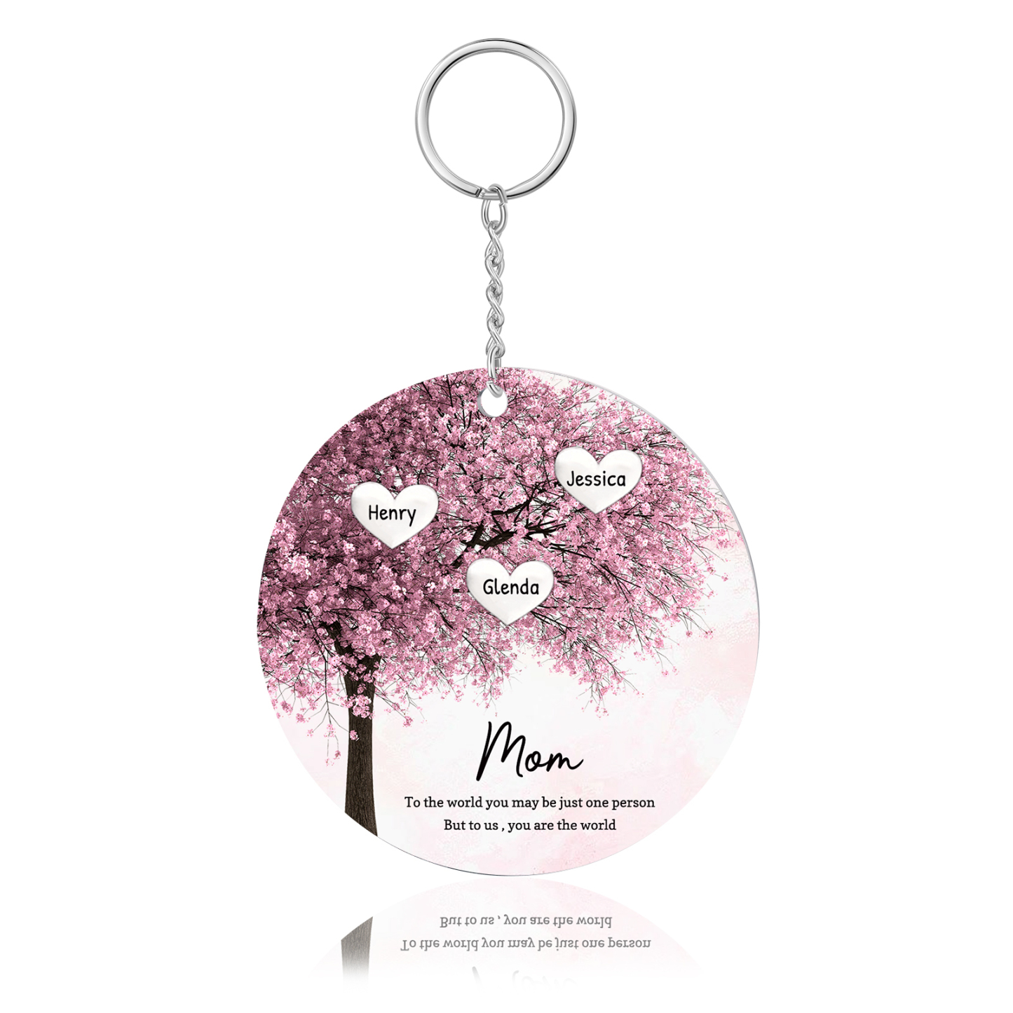 3 Names-Personalized Tree Of Life Customized 3 Names and 2 Text Keychain Family Tree Keychain for Mom