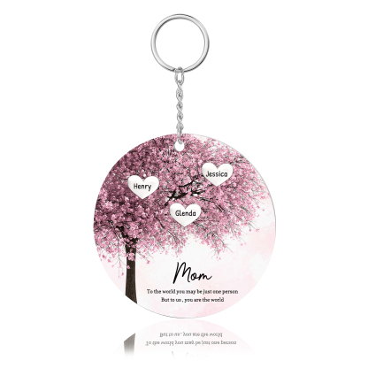 3 Names-Personalized Tree Of Life Customized 3 Names and 2 Text Keychain Family Tree Keychain for Mom