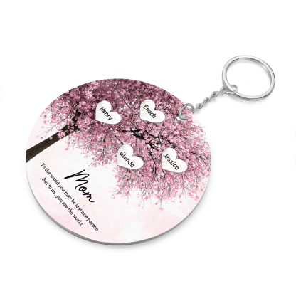 4 Names-Personalized Tree Of Life Customized 4 Names and 2 Text Keychain Family Tree Keychain for Mom