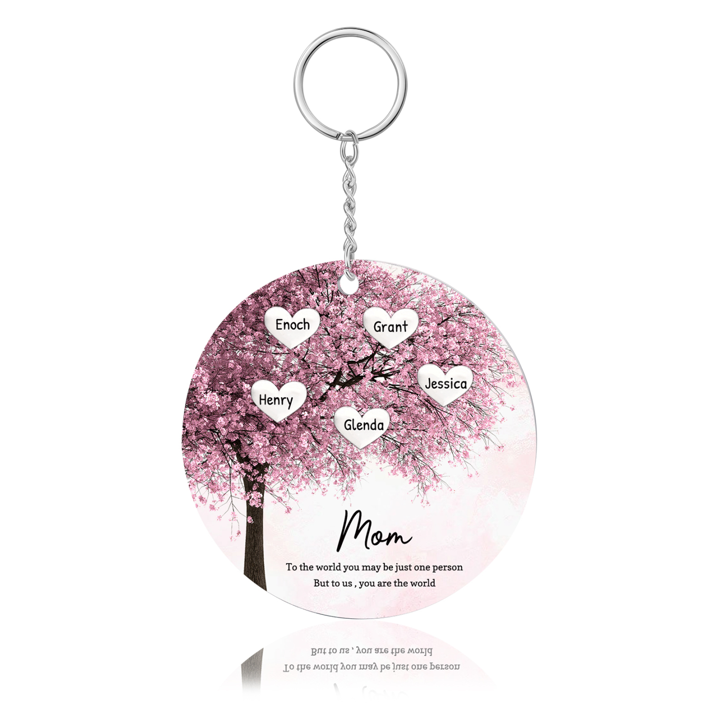 5 Names-Personalized Tree Of Life Customized 4 Names and 2 Text Keychain Family Tree Keychain for Mom