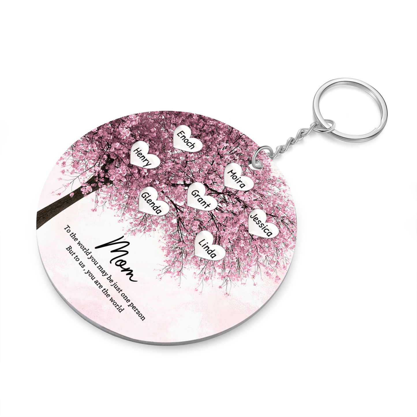 7 Names-Personalized Tree Of Life Customized 7 Names and 2 Text Keychain Family Tree Keychain for Mum