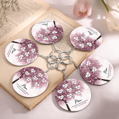 8 Names-Personalized Tree Of Life Customized 8 Names and 2 Text Keychain Family Tree Keychain for Mum