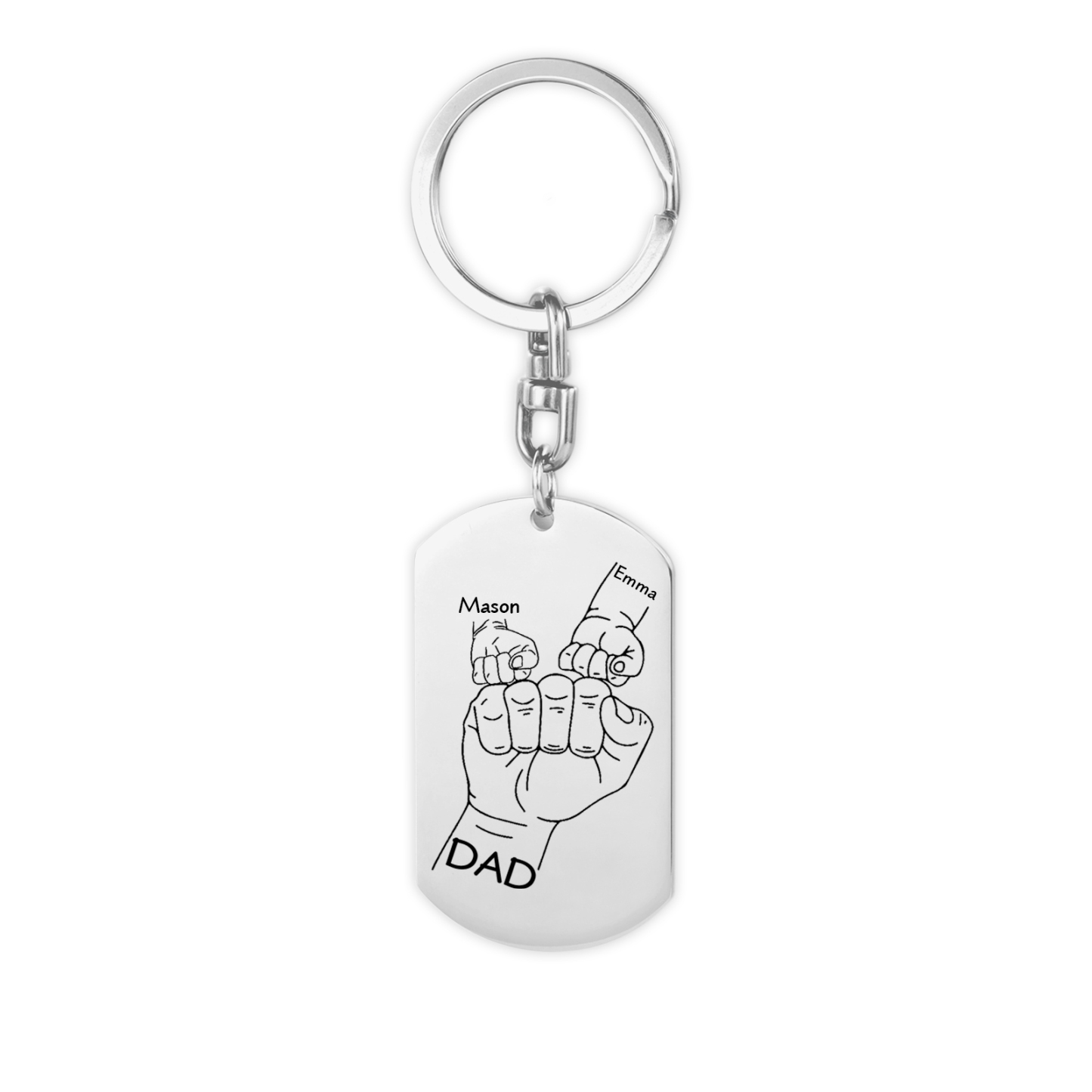 3 Names Fist Personalised Photo Keyring for Father’s Day – Custom Gift