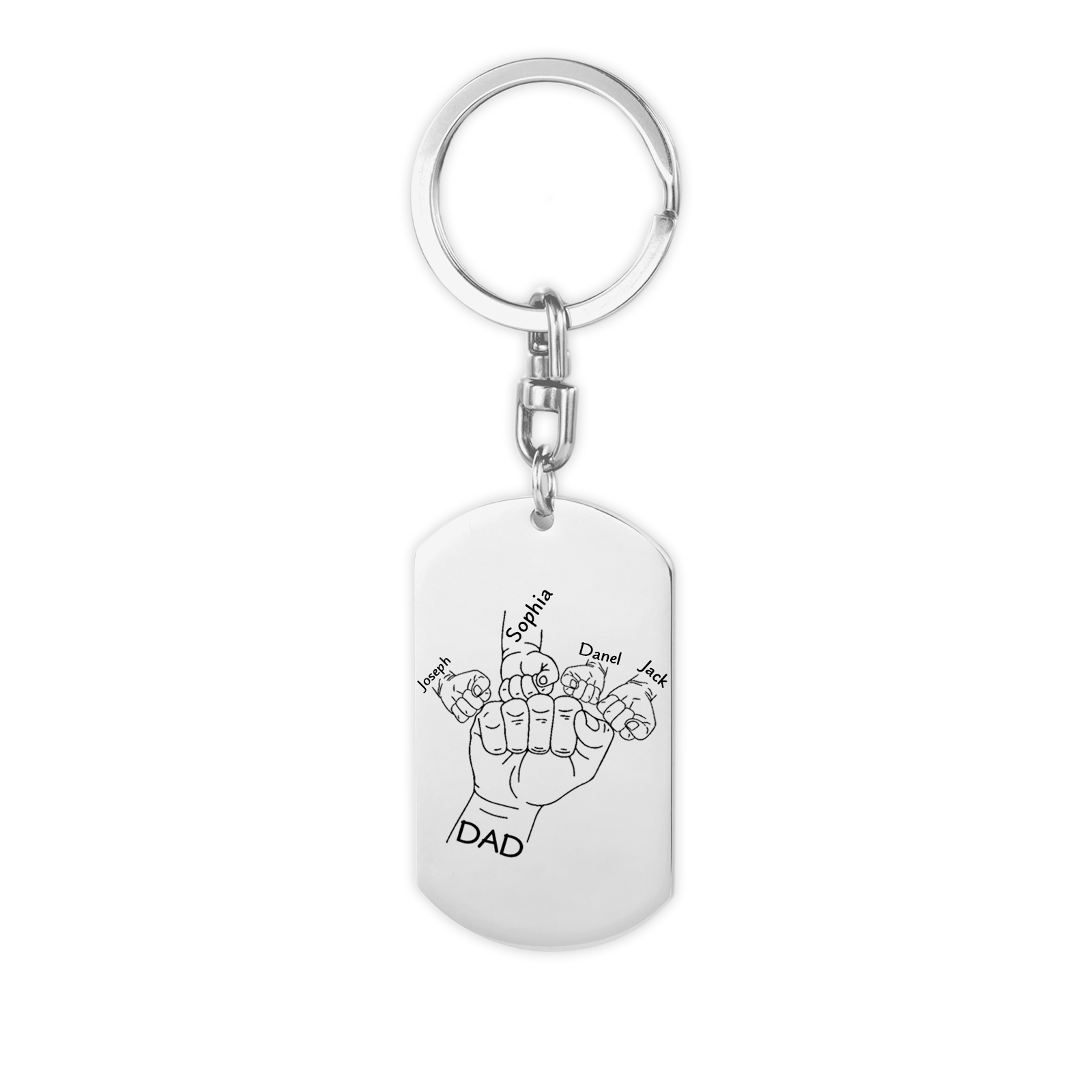 5 Names Fist Personalised Photo Keyring for Father’s Day – Custom Gift