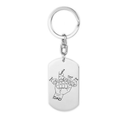 5 Names Fist Personalised Photo Keyring for Father’s Day – Custom Gift