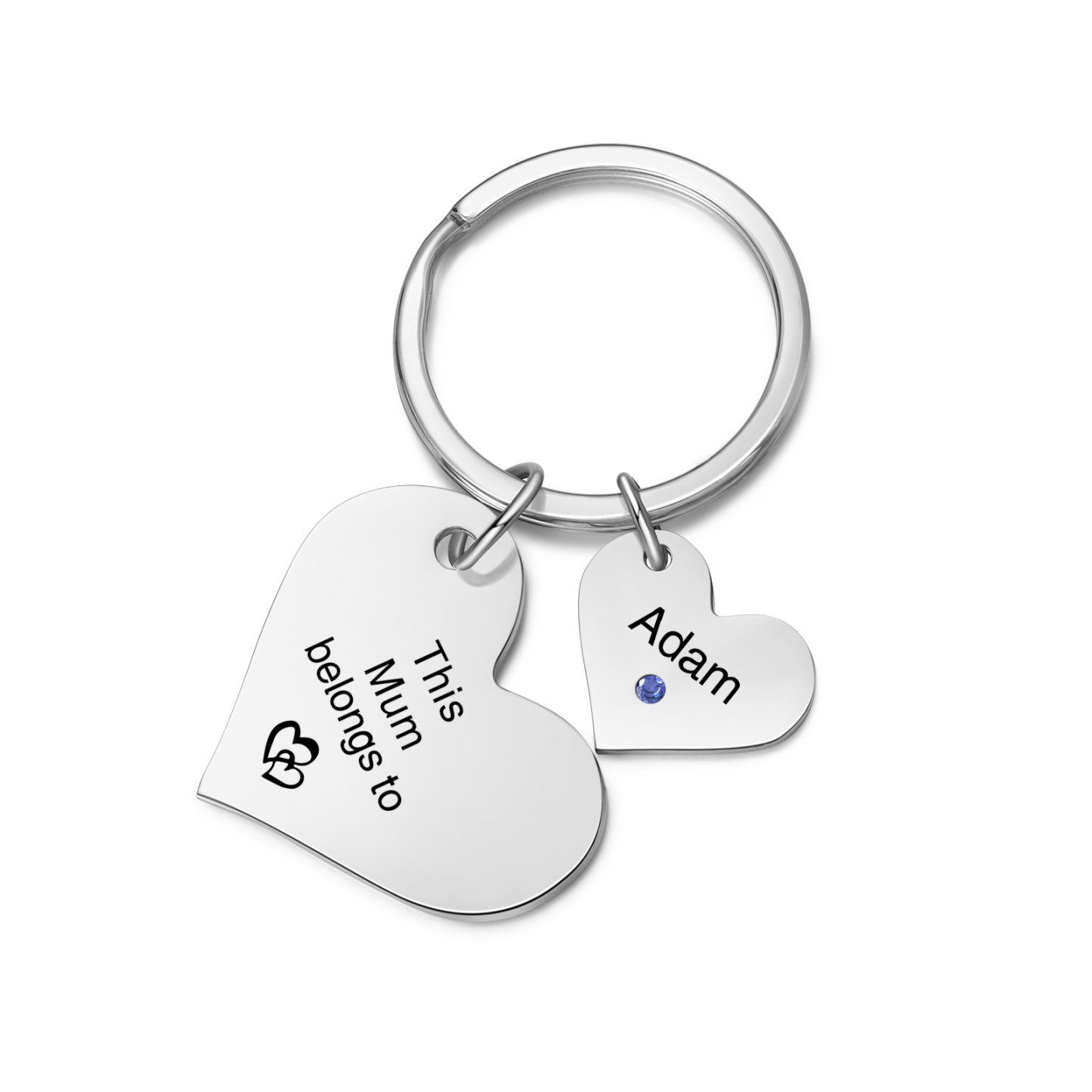 Personalised Heart Keyring – Custom 1-6 Names, Birthstones & Text – "This Mum Belongs To" – Unique Mother's Day Gifts for Her | Jessemade