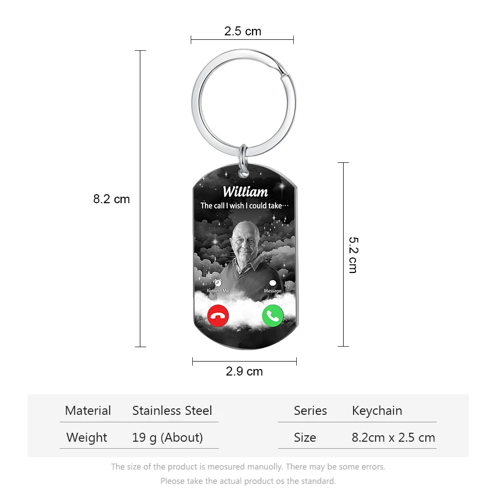 Personalized Call Page Style Keychain Gift Customized Photo Name Keychain Gift for Loss One