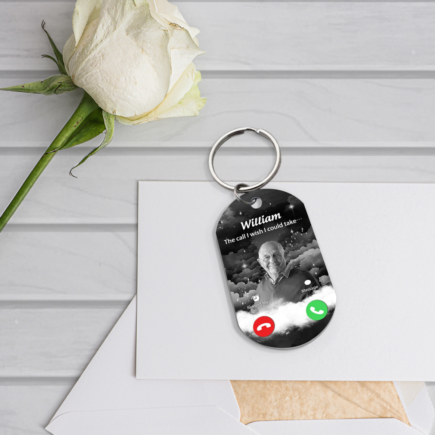 Personalized Call Page Style Keychain Gift Customized Photo Name Keychain Gift for Loss One