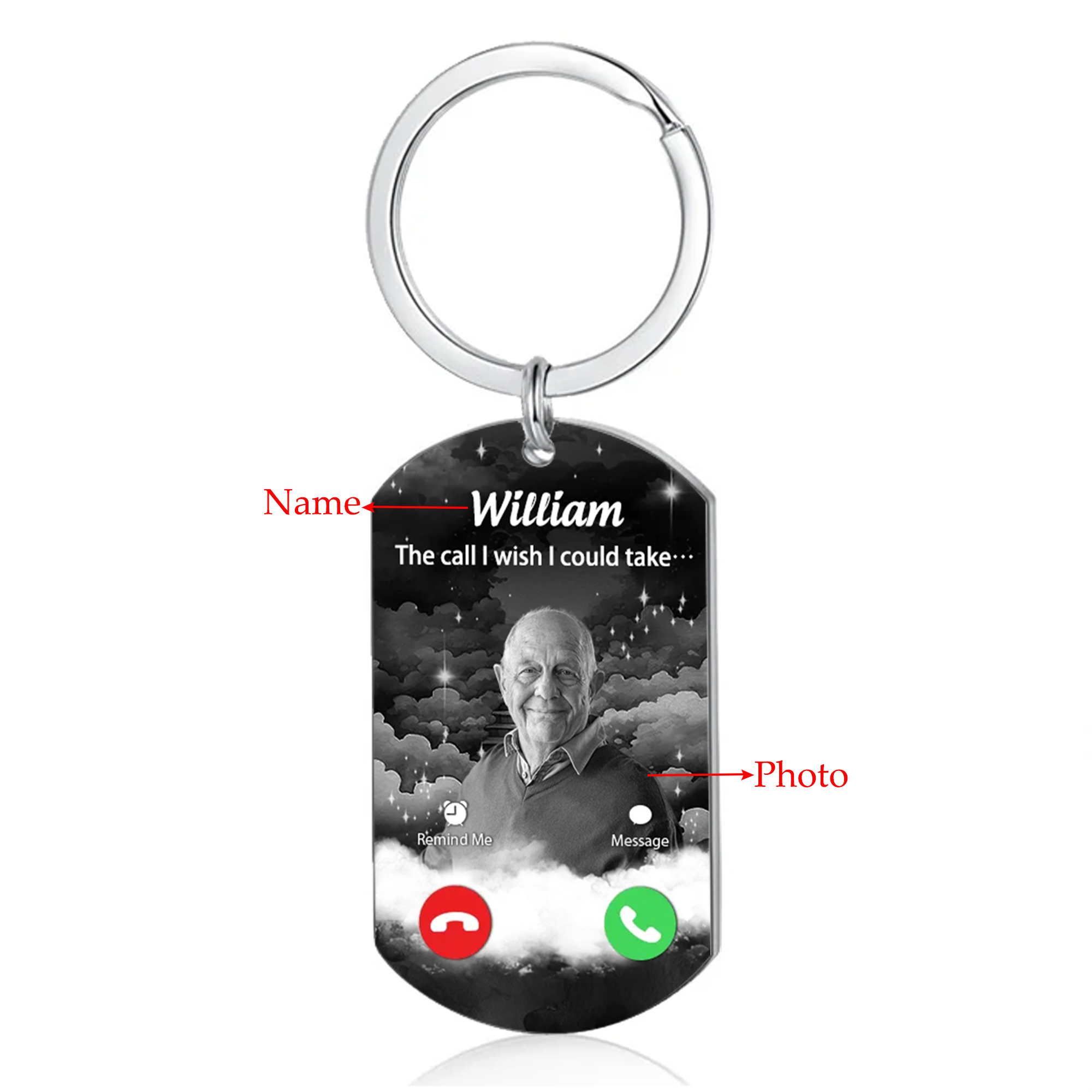 Personalized Call Page Style Keychain Gift Customized Photo Name Keychain Gift for Loss One