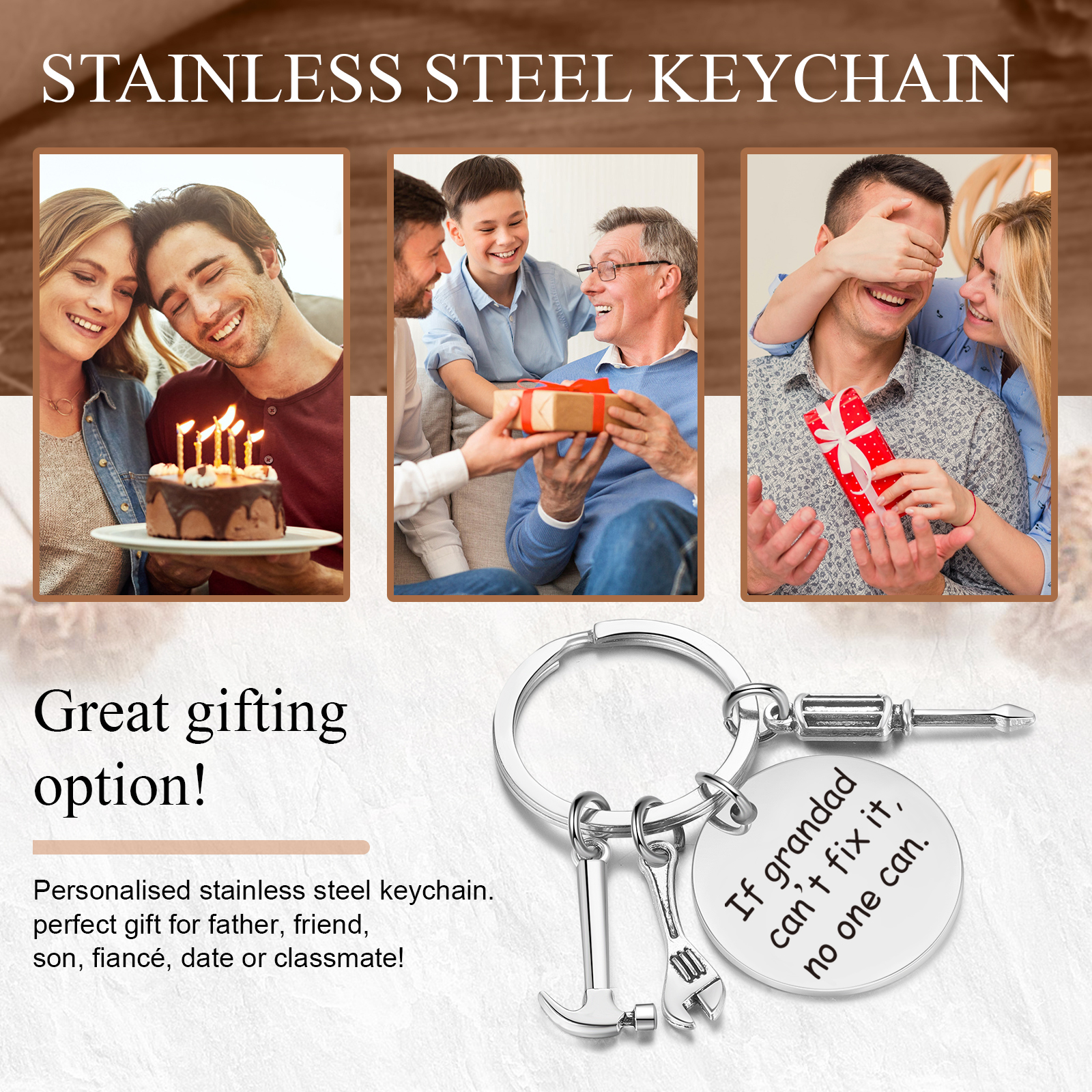 Personalized Hammer Screwdriver Wrench Tools Keychain Special Gift For Grandad-Father's Day Gift