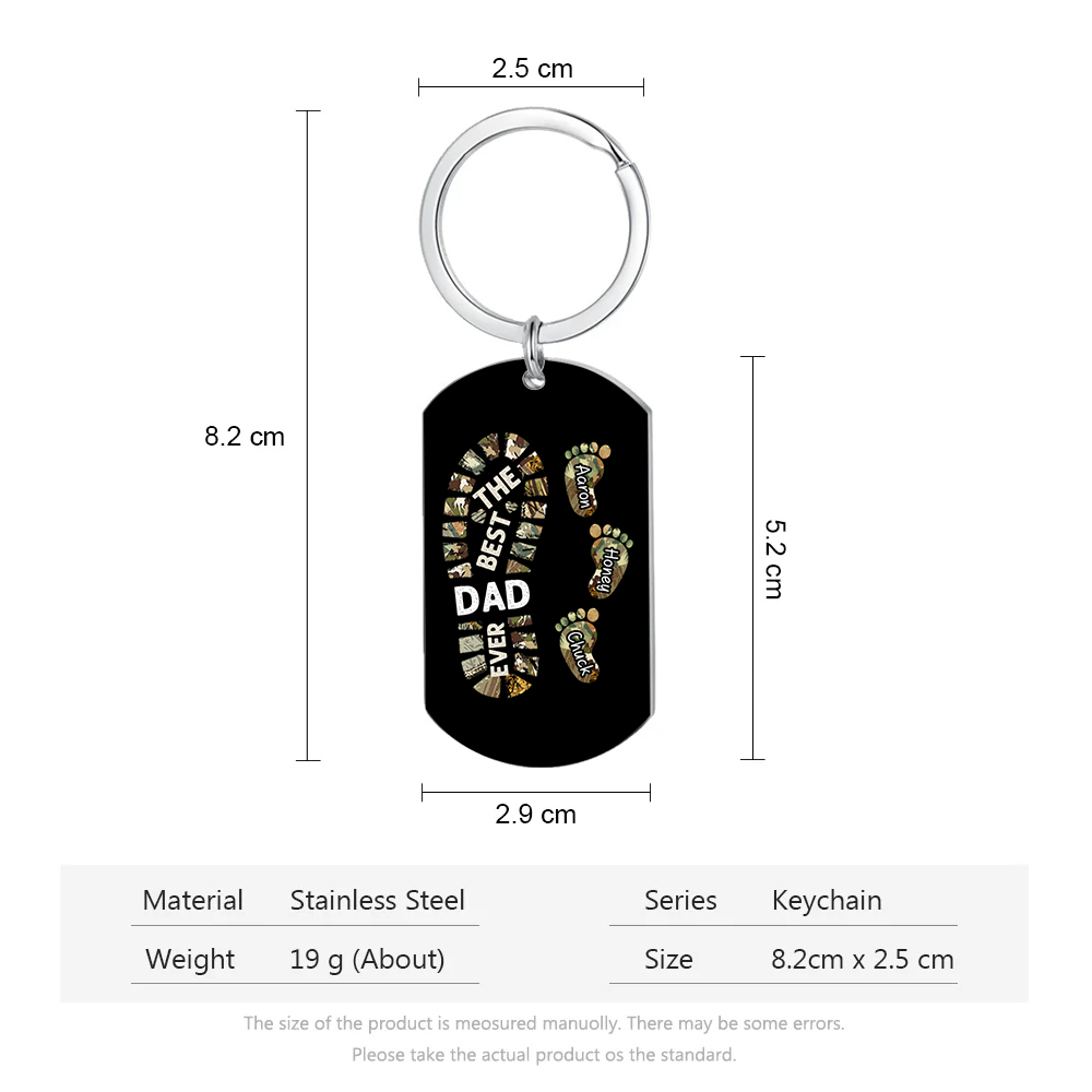 4 Names-Personalized Father Name Foot Keychain Custom Footprint Keychain Gift for Dad