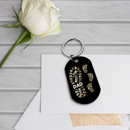 4 Names-Personalized Father Name Foot Keychain Custom Footprint Keychain Gift for Dad