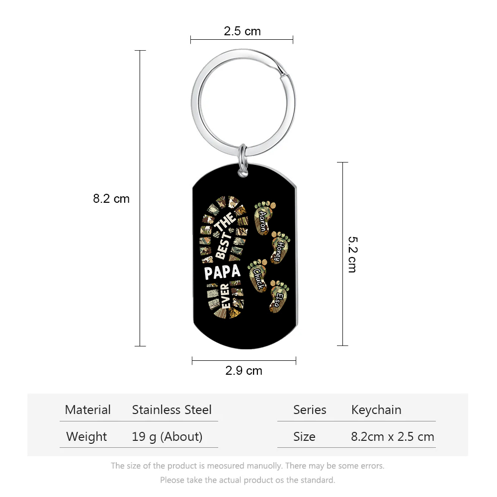 5 Names-Personalized Father Name Foot Keychain Custom Footprint Keychain Gift for Dad