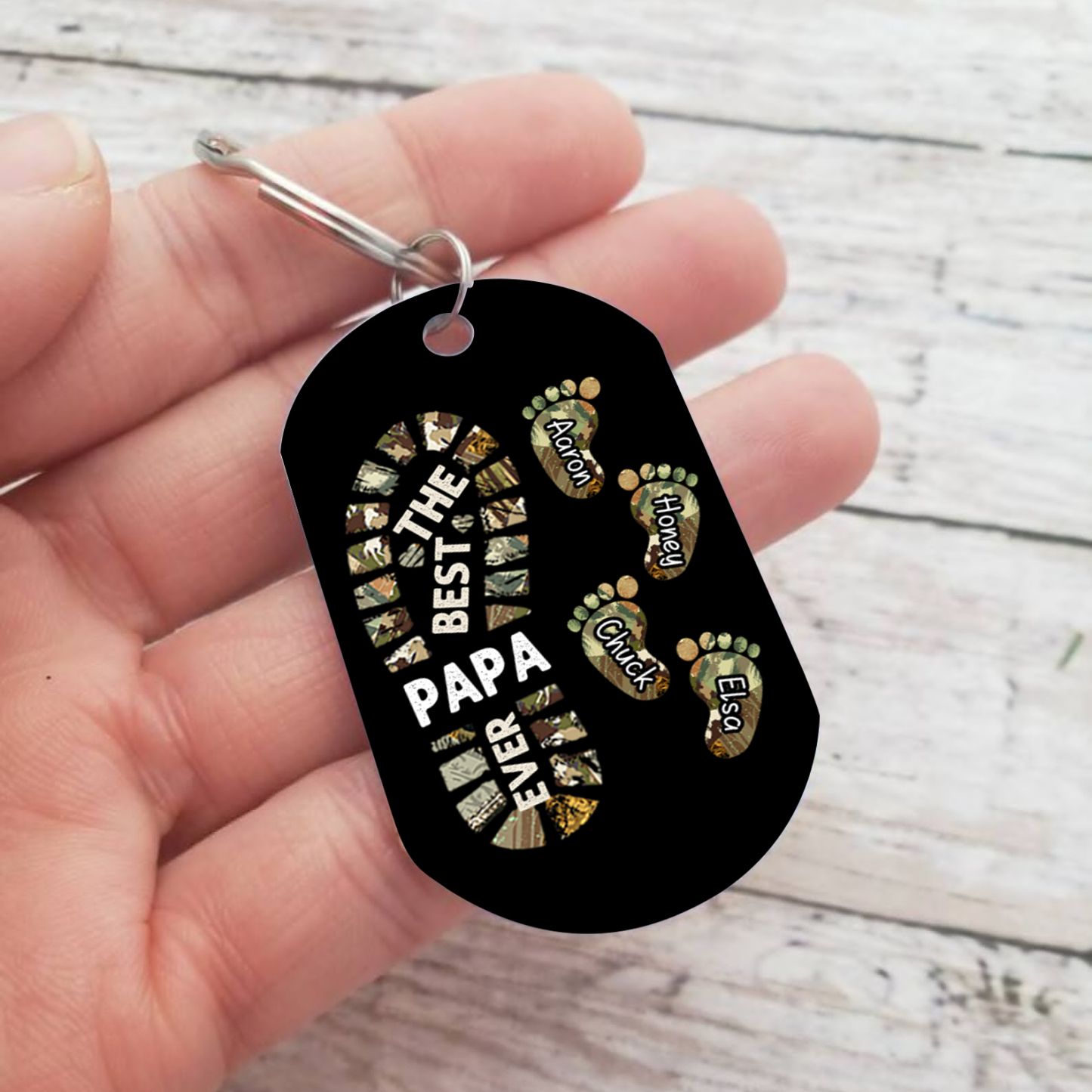 Jessemade UK 5 Names-Personalized Father Name Foot Keychain Custom Footprint Keychain Gift for Dad 15.99 n5