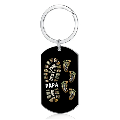 5 Names-Personalized Father Name Foot Keychain Custom Footprint Keychain Gift for Dad