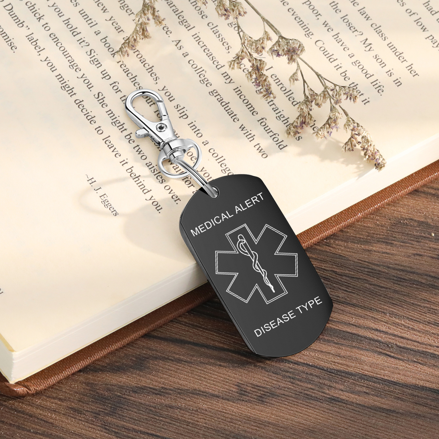 Personalised 5 Text Medical Life Star Stainless Steel Keyring for Men Women