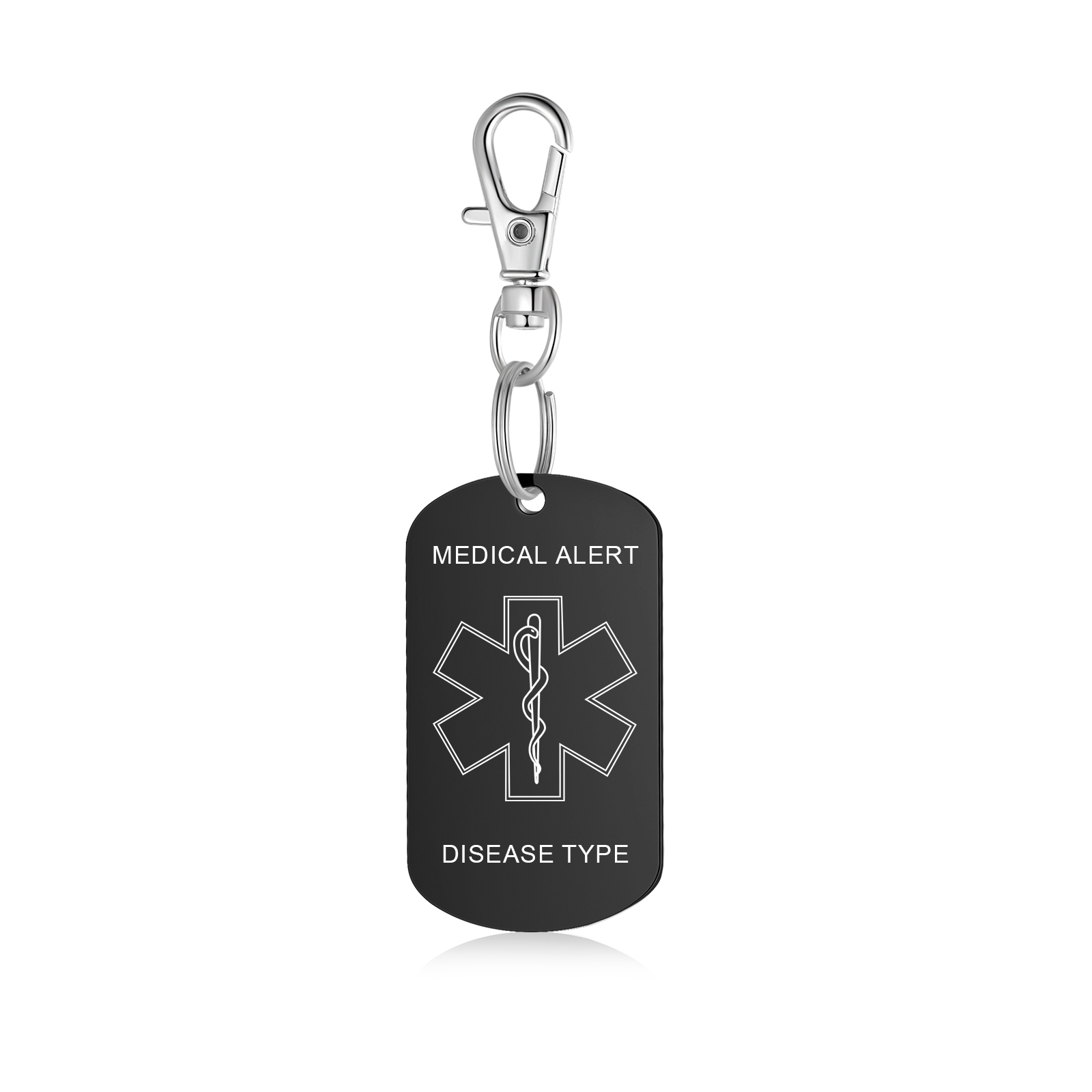 Personalised 5 Text Medical Life Star Stainless Steel Keyring for Men Women