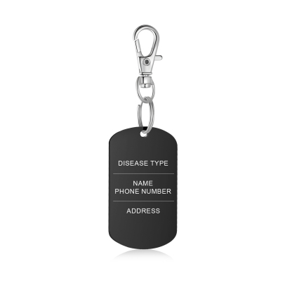 Personalised 5 Text Medical Life Star Stainless Steel Keyring for Men Women