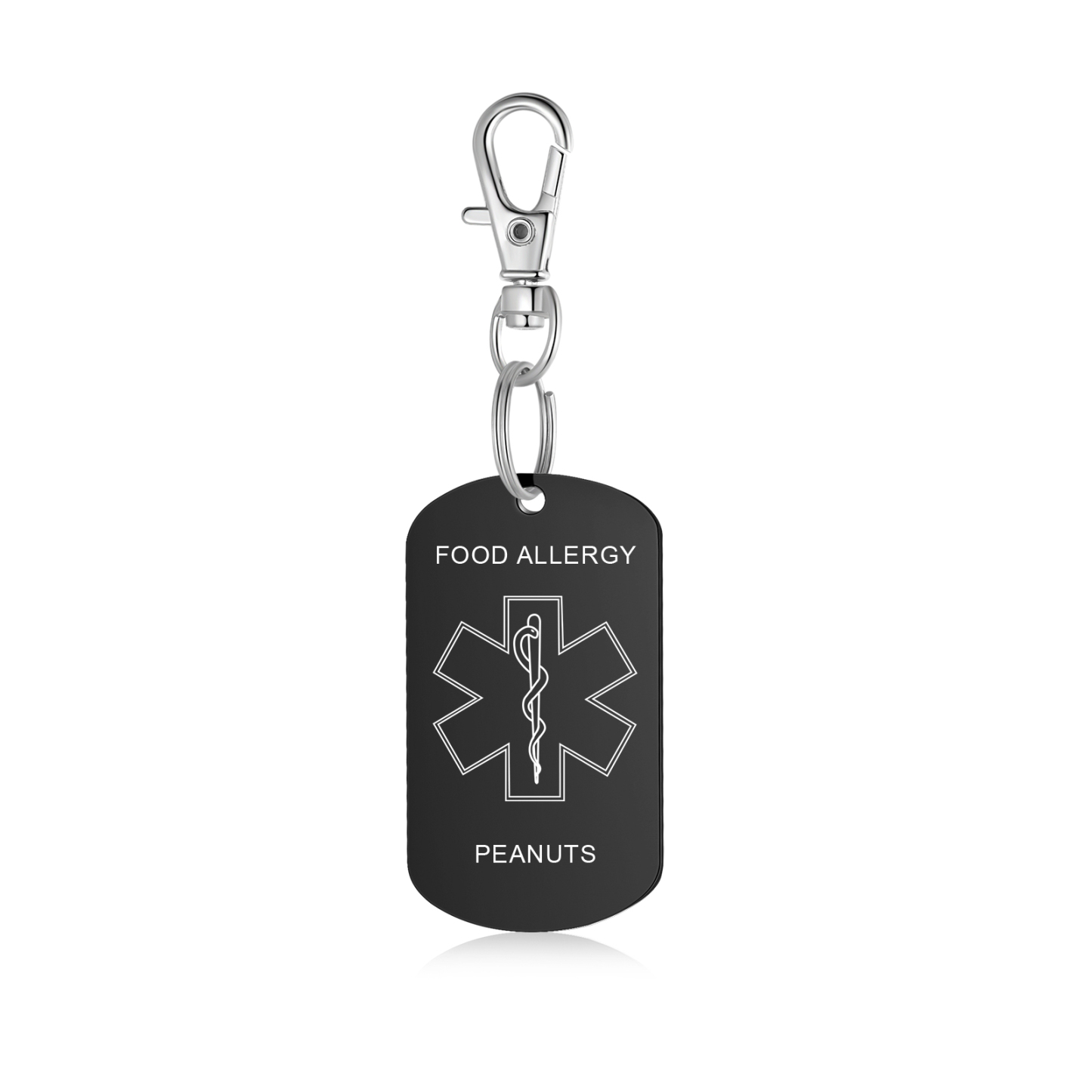 Personalised 5 Text Medical Life Star Stainless Steel Keyring for Men Women