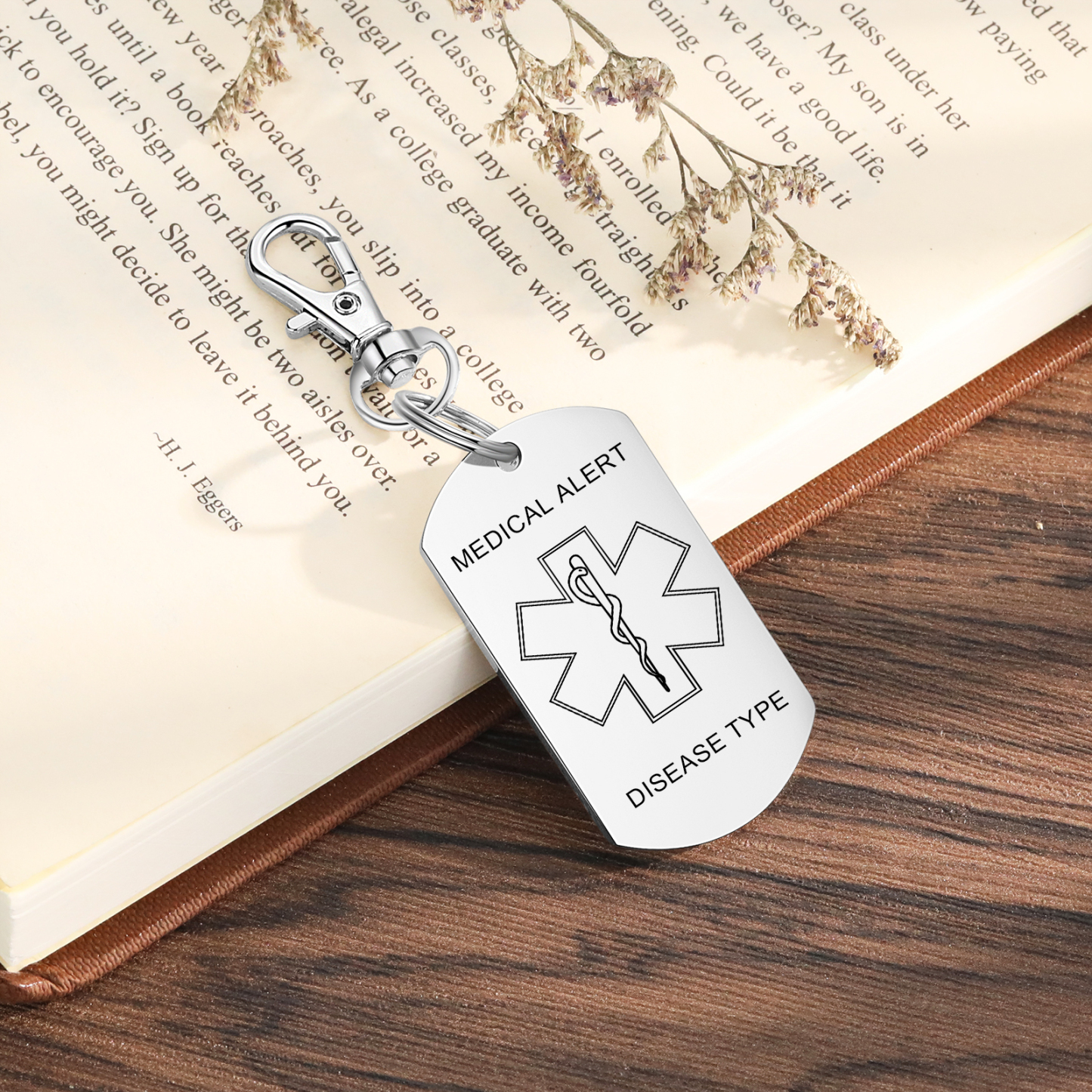 Personalised 5 Text Medical Life Star Stainless Steel Keyring for Men Women