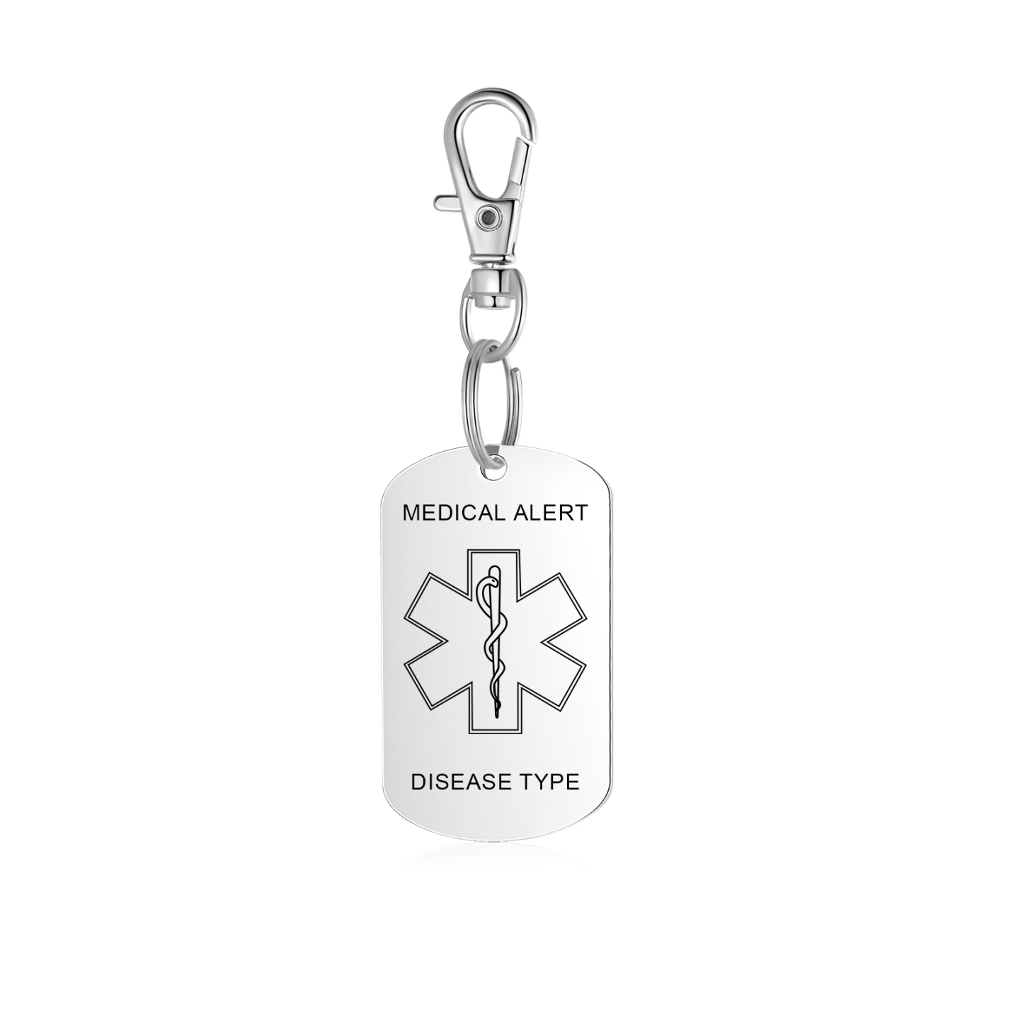 Personalised 5 Text Medical Life Star Stainless Steel Keyring for Men Women