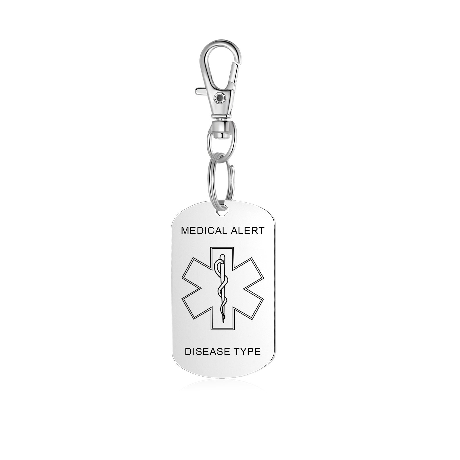 Personalised 5 Text Medical Life Star Stainless Steel Keyring for Men Women