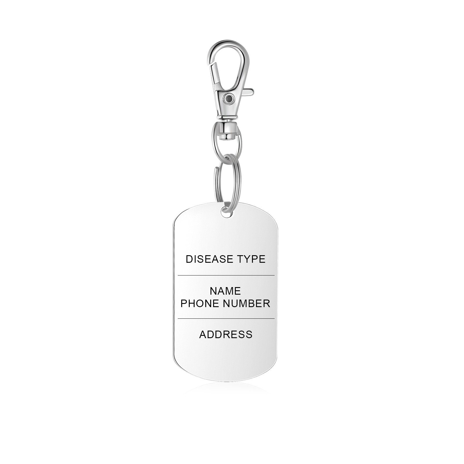 Personalised 5 Text Medical Life Star Stainless Steel Keyring for Men Women