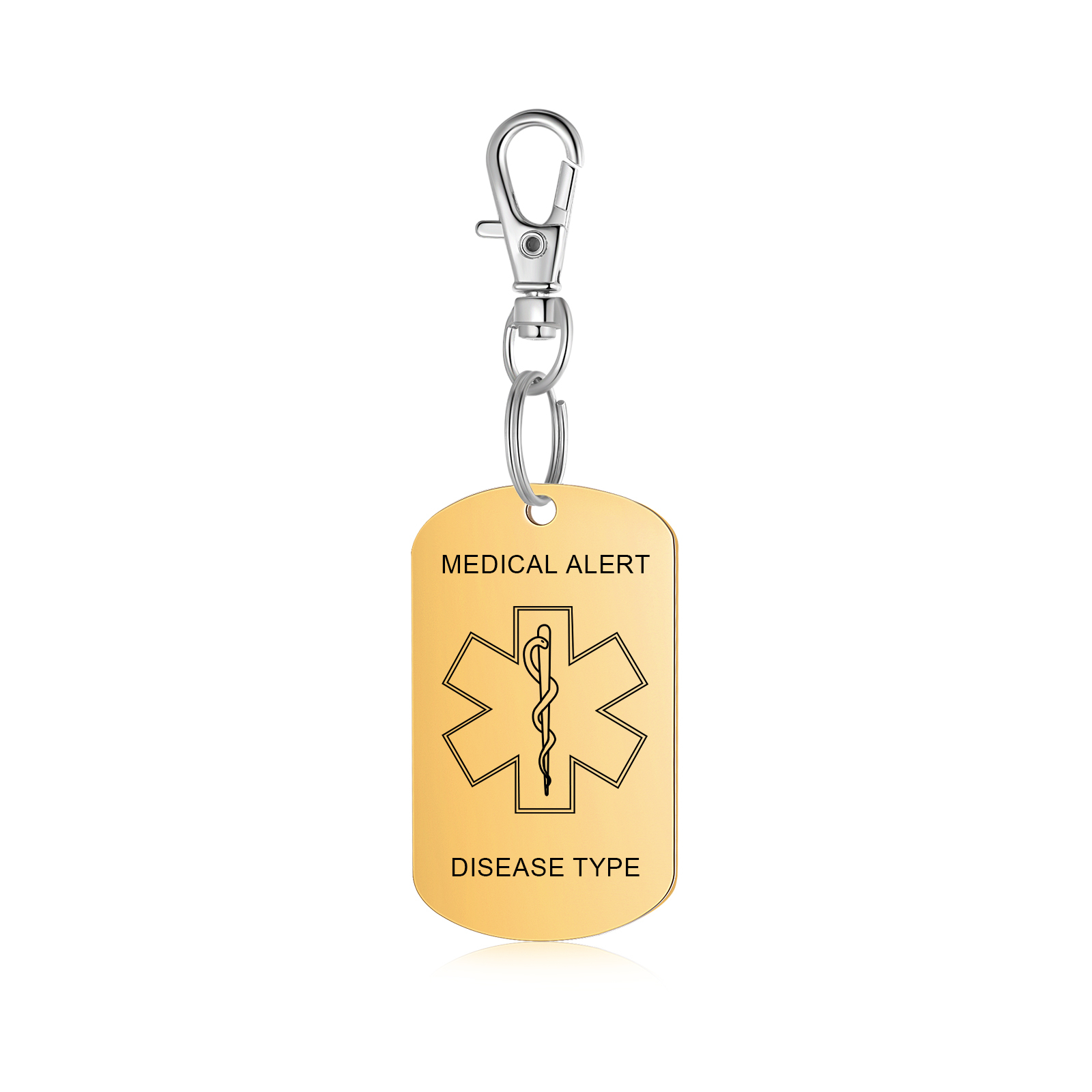 Personalised 5 Text Medical Life Star Stainless Steel Keyring for Men Women