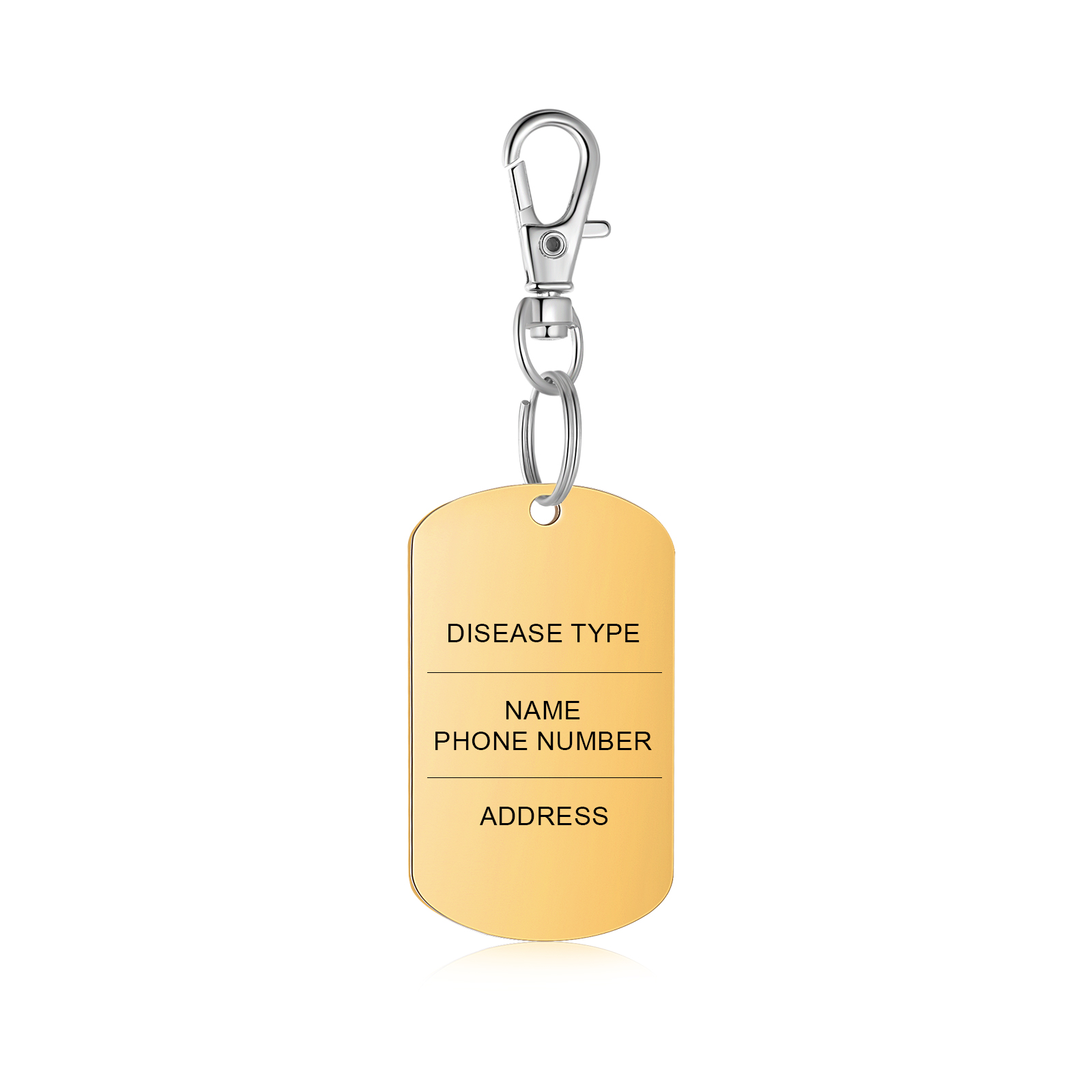 Personalised 5 Text Medical Life Star Stainless Steel Keyring for Men Women