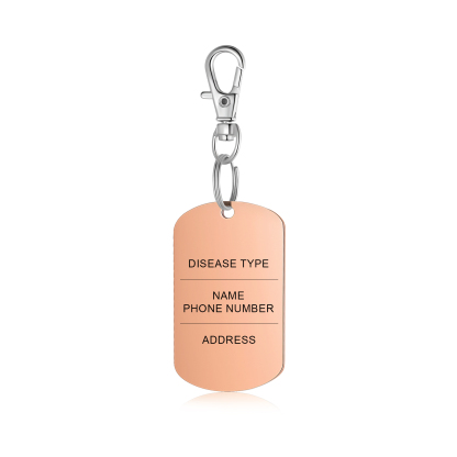 Personalised 5 Text Medical Life Star Stainless Steel Keyring for Men Women