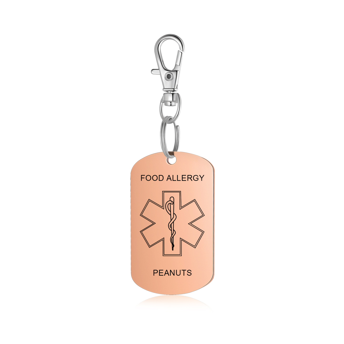 Personalised 5 Text Medical Life Star Stainless Steel Keyring for Men Women