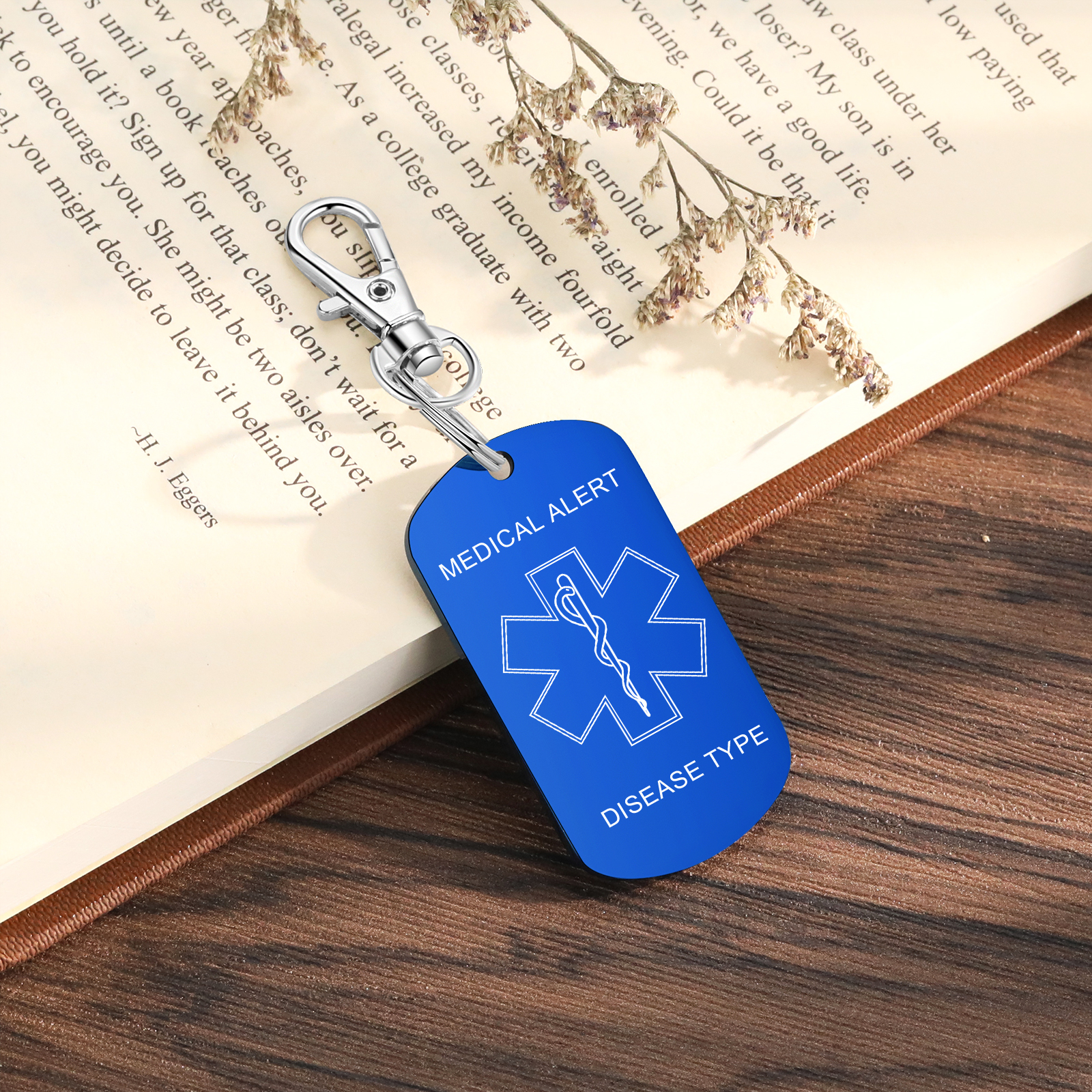 Personalised 5 Text Medical Life Star Stainless Steel Keyring for Men Women