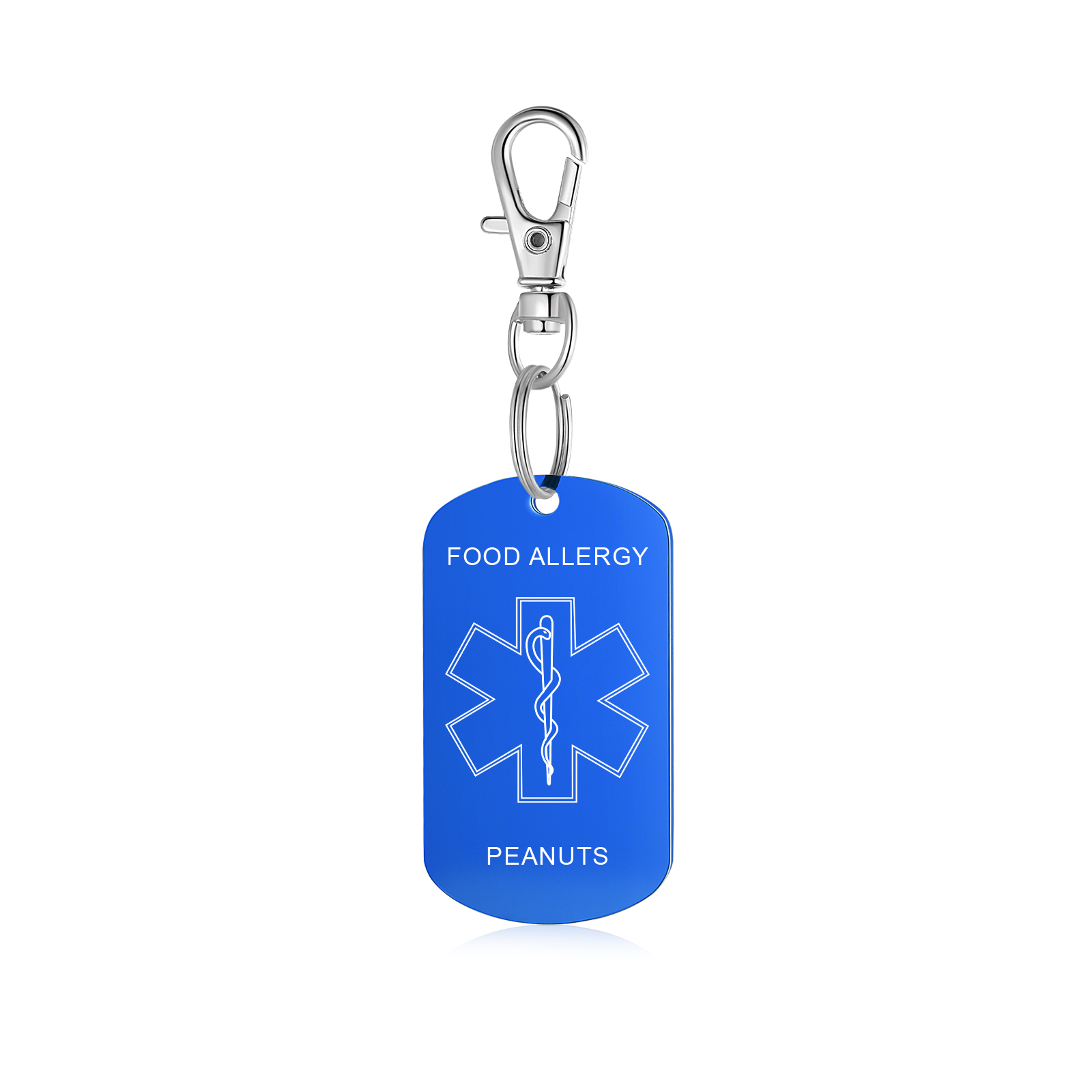 Personalised 5 Text Medical Life Star Stainless Steel Keyring for Men Women
