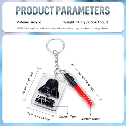 1 Name - Personalised Name Acrylic Star Wars Keyring - I Am Their Father - Gift for Dad