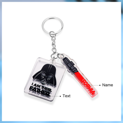 1 Name - Personalised Name Acrylic Star Wars Keyring - I Am Their Father - Gift for Dad