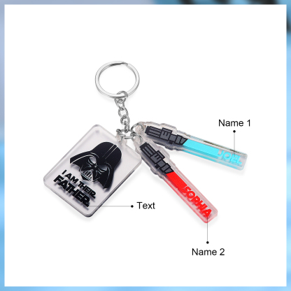 2 Names - Personalised Name Acrylic Star Wars Keyring - I Am Their Father - Gift for Dad