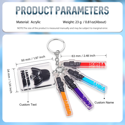 4 Names - Personalised Name Acrylic Star Wars Keyring - I Am Their Father - Gift for Dad