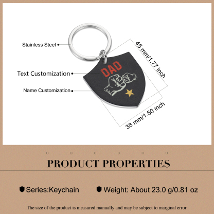 2 Names - Personalised Fist Bump Keyring Engraved Kids Names and text Keyring Gifts for Dad/Grandad