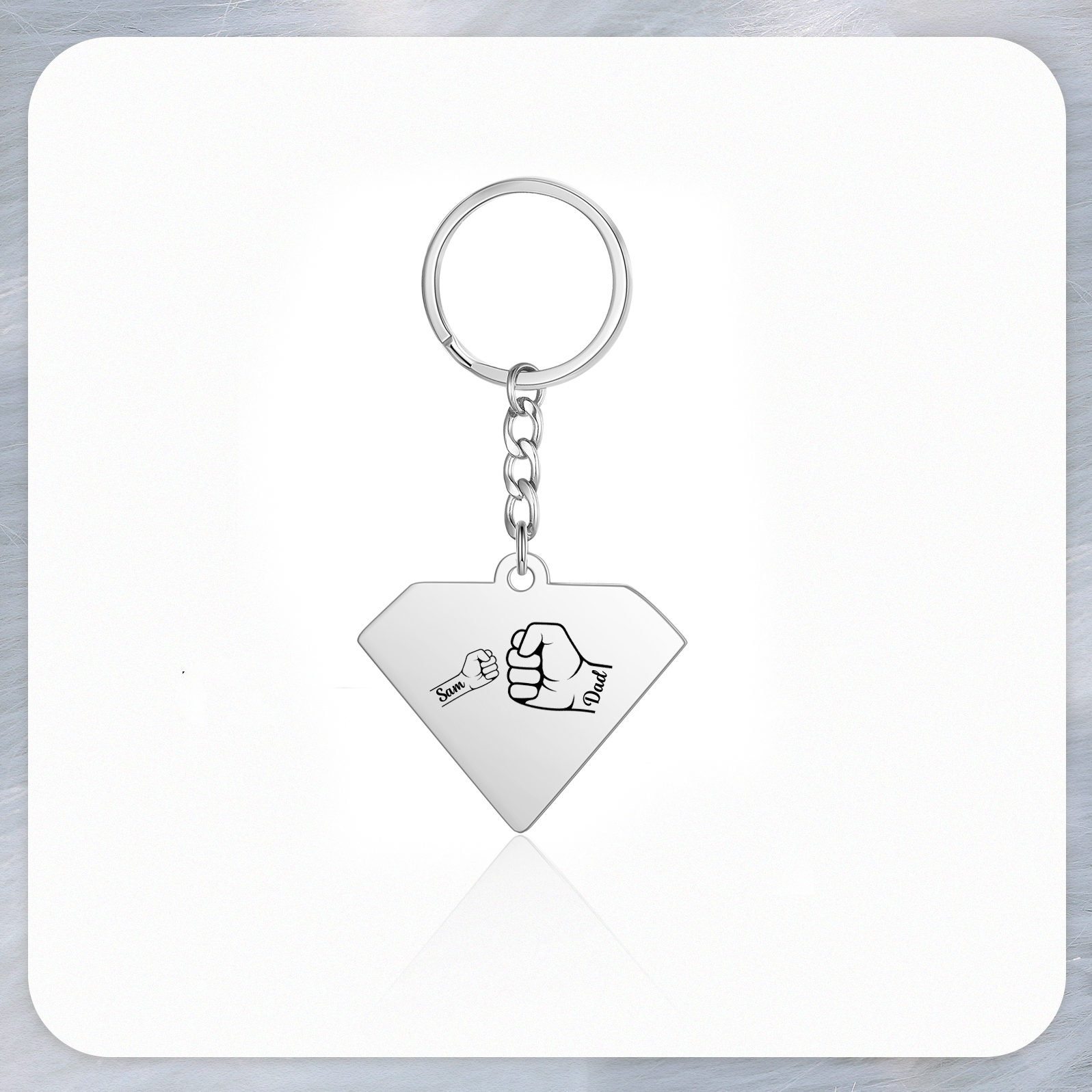 1 Name - Personalised Fist Bump Keyring Engraved Kids Names and text Keyring Gifts for Dad/Grandad