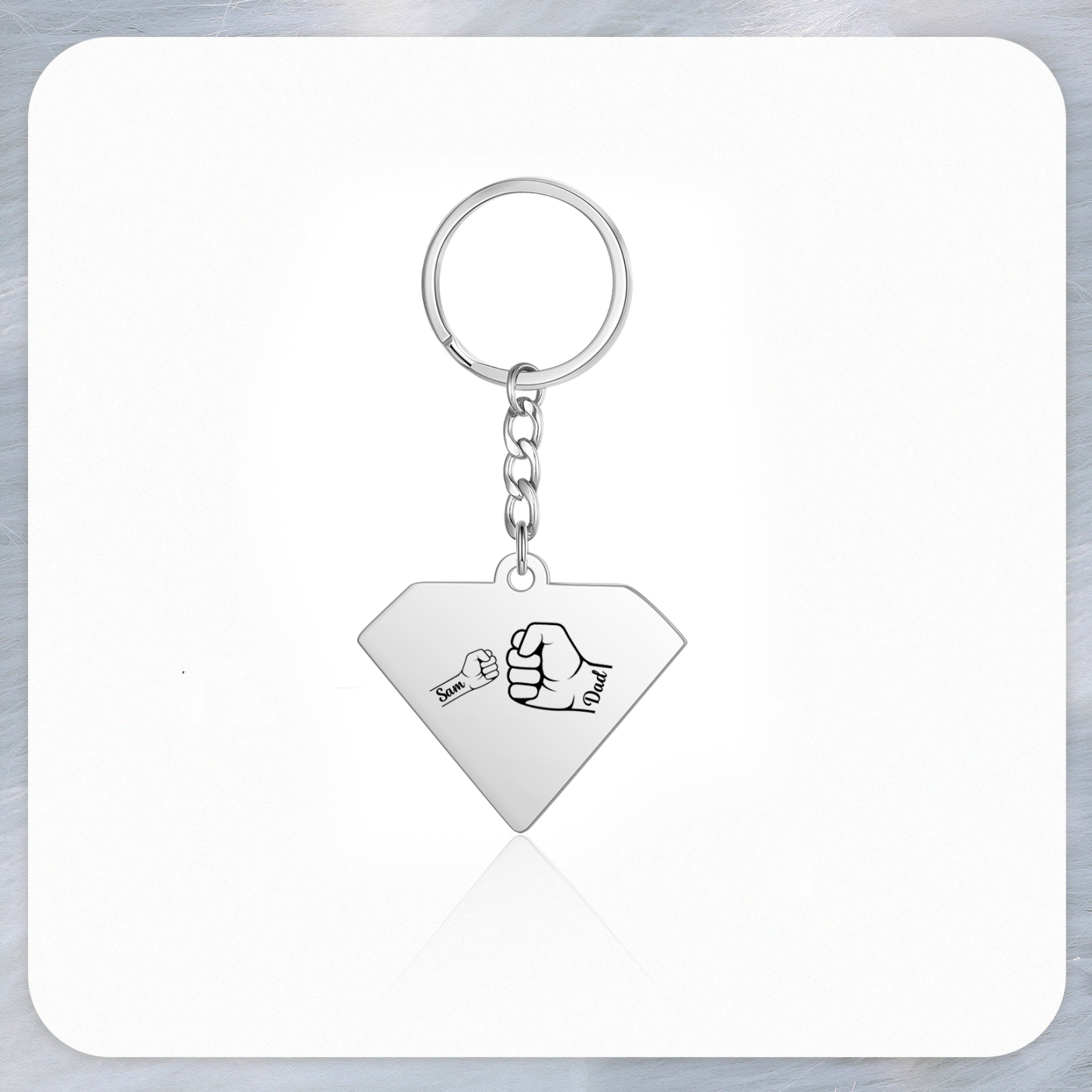 1 Name - Personalised Fist Bump Keyring Engraved Kids Names and text Keyring Gifts for Dad/Grandad