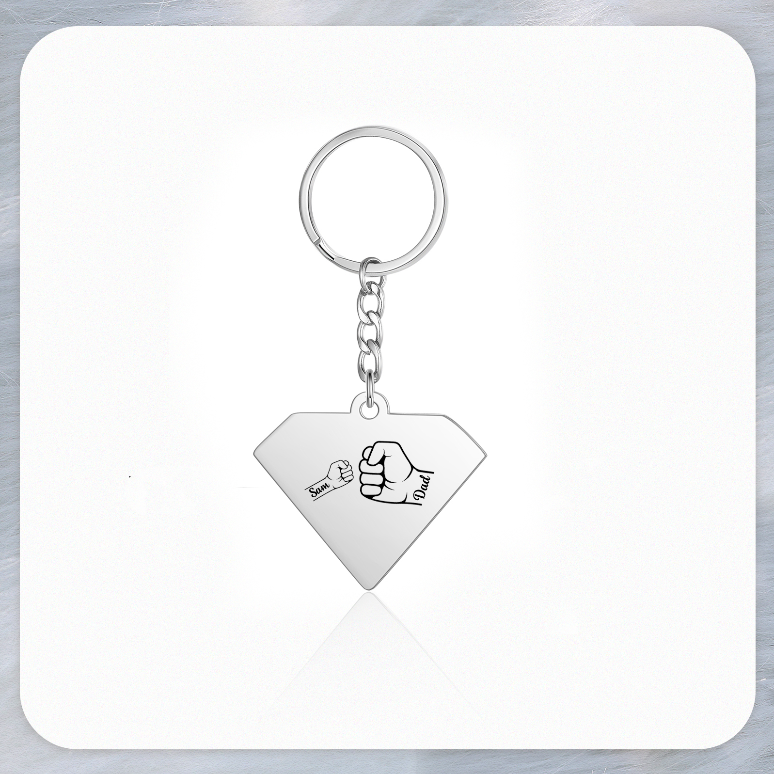 1 Name - Personalised Fist Bump Keyring Engraved Kids Names and text Keyring Gifts for Dad/Grandad
