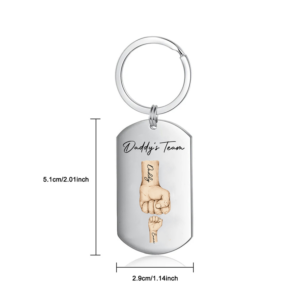 2 Texts, 1 Name & 1 Photo Personalised Keyring – “Daddy’s Team” Design | Jessemade