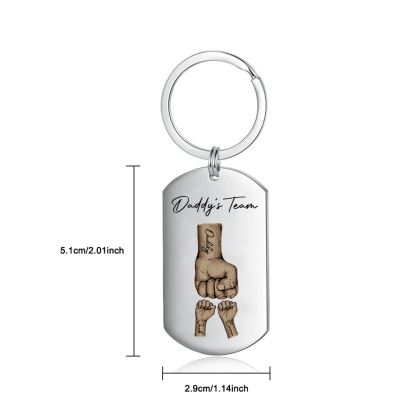 2 Texts, 2 Names & 1 Photo Personalised Keyring – “Daddy’s Team” Design | Jessemade