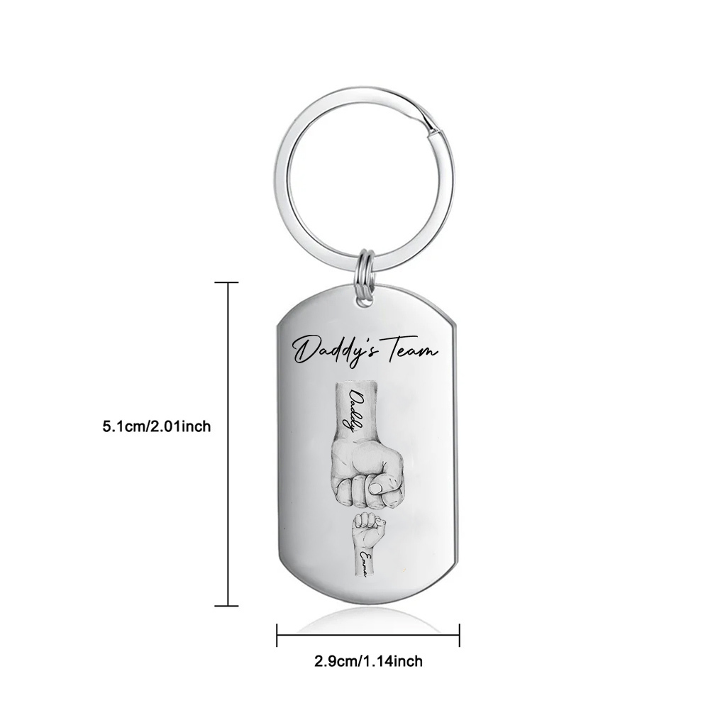2 Texts, 1 Name & 1 Photo Personalised Keyring – “Daddy’s Team” Design | Jessemade