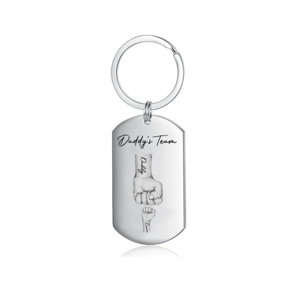 2 Texts, 1 Name & 1 Photo Personalised Keyring – “Daddy’s Team” Design | Jessemade