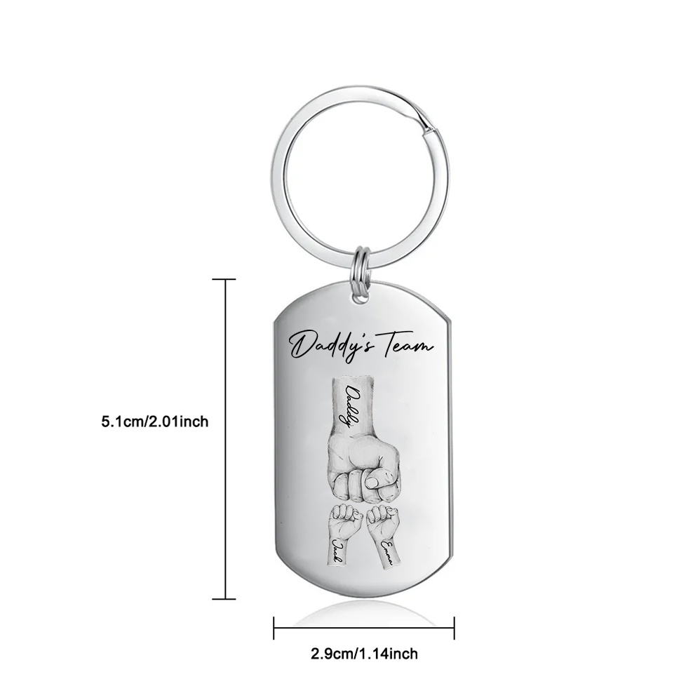 2 Texts, 2 Names & 1 Photo Personalised Keyring – “Daddy’s Team” Design | Jessemade