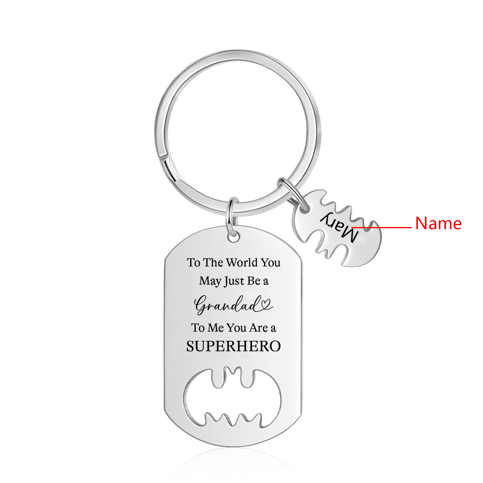 1 Name - Personalized Keychain Custom 1 Name Stainless Steel Keychain for Grandad