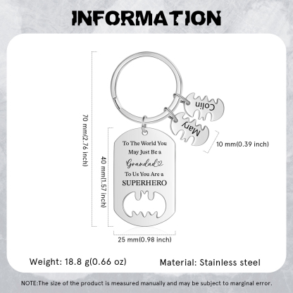 2 Names - Personalized Keychain Custom 2 Names Stainless Steel Keychain for Grandad