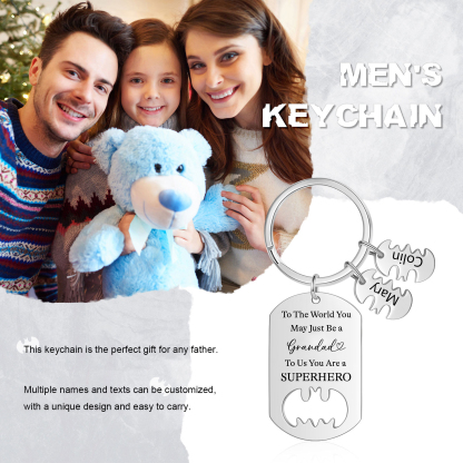 2 Names - Personalized Keychain Custom 2 Names Stainless Steel Keychain for Grandad