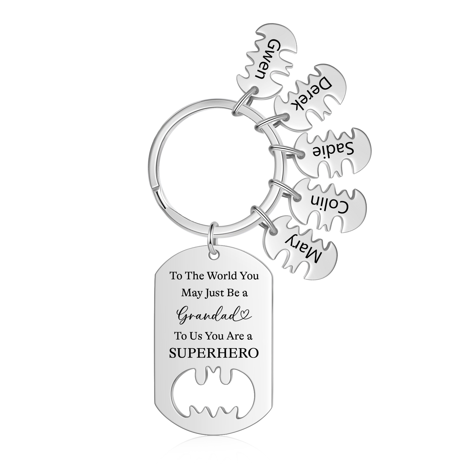 5 Names - Personalized Keychain Custom 5 Names Stainless Steel Keychai